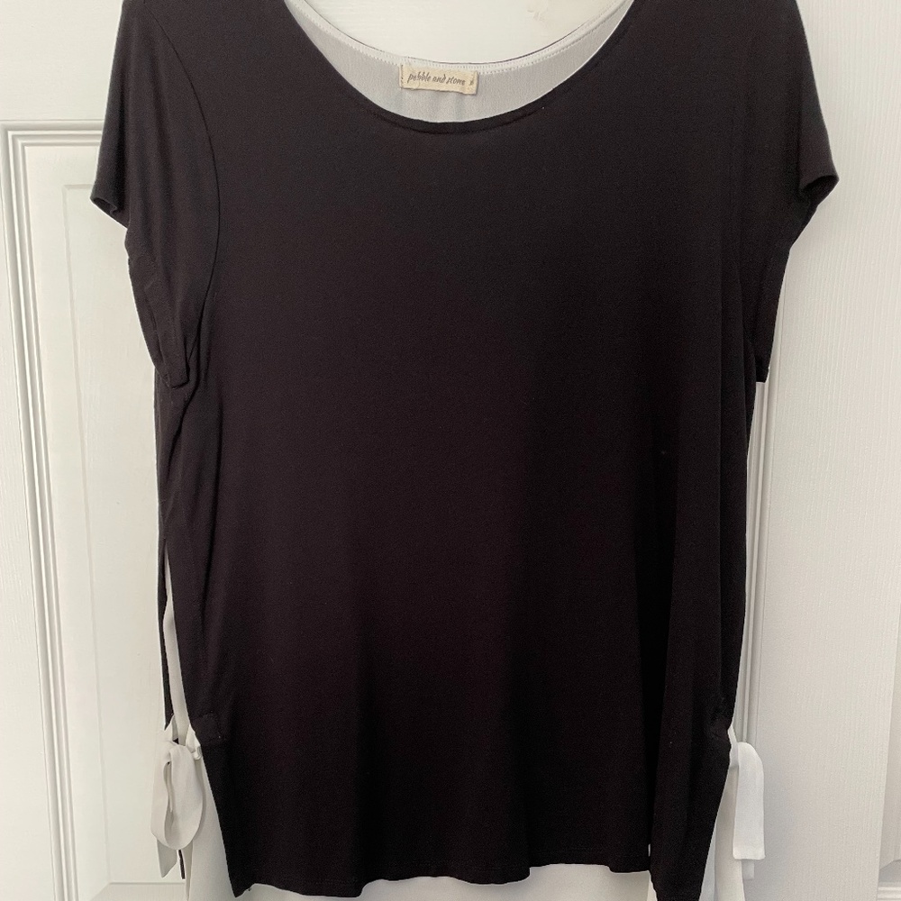 Black and white layered blouse